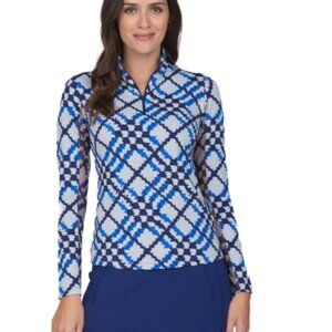 NWT New IBKUL Women's Long Sleeve Zip Mock Neck Golf Pullover XL 1/4 Zip Shirt